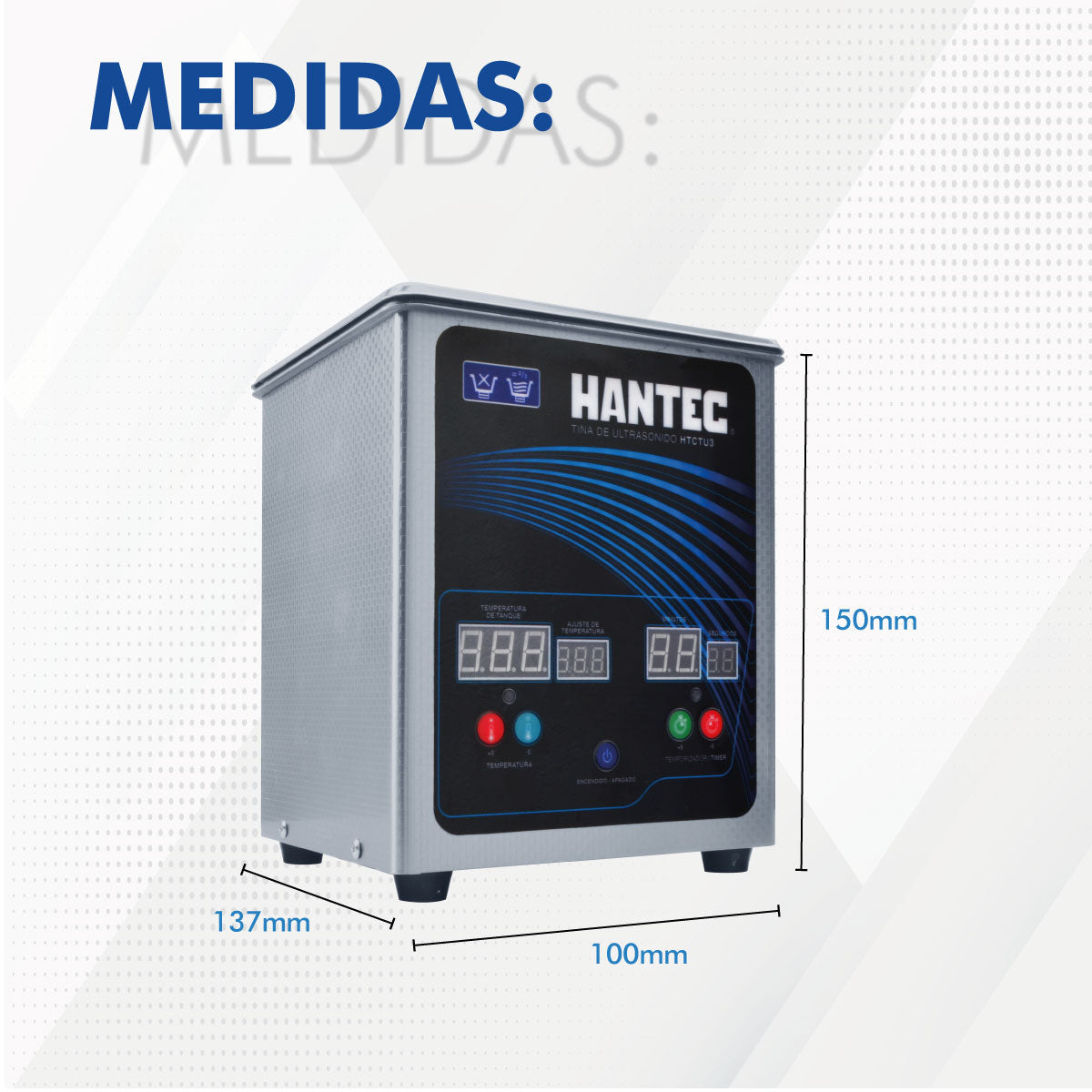 Tina De Ultrasonido Con Control De Temperatura Y Timer 1.8 Litros Hantec
